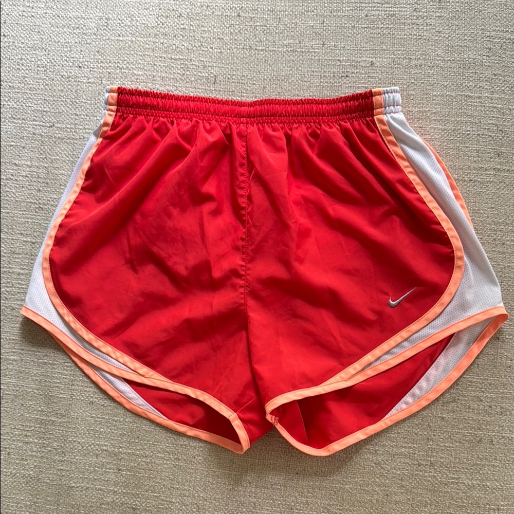 Nike Dri-FIT Running Shorts – Size Small – Red & Peach Colorblock
